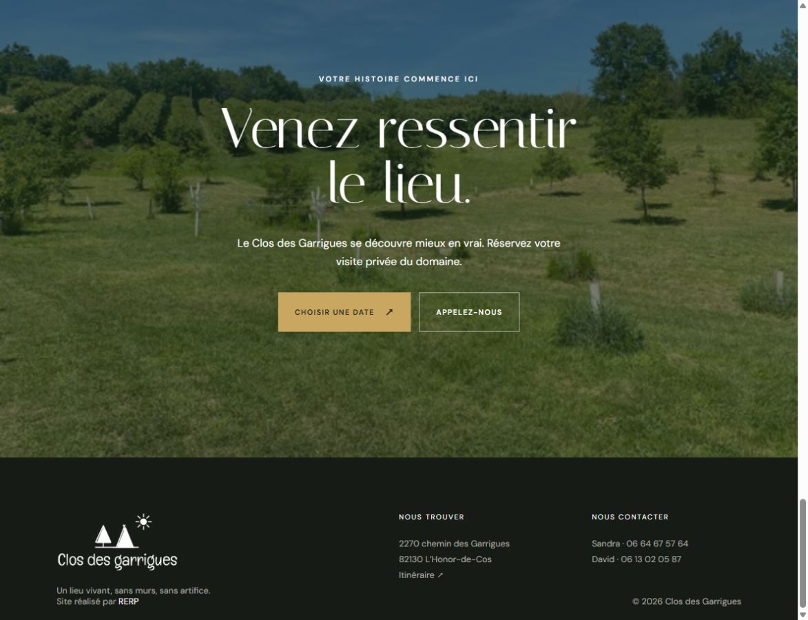 Site web Le Clos des Garrigues